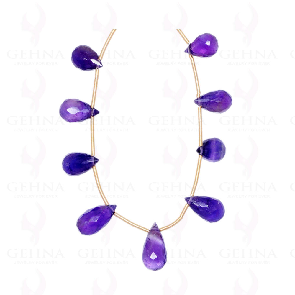 9 Loose Piece of Amethyst Gemstone Drop Shaped Faceted Bead NS-1192