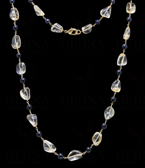 Citrine & Blue Sapphire Gemstone Bead Chain CS-1192