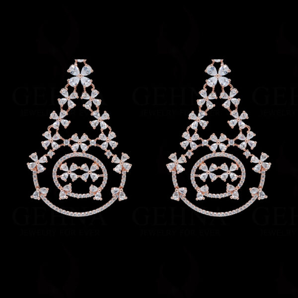 White Topaz With Rosegold Rhodium Polish Festive Earrings FE-1192