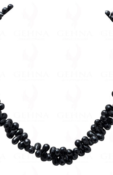 Black Spinel Gemstone Drop Shaped Faceted Bead Necklace NS-1193