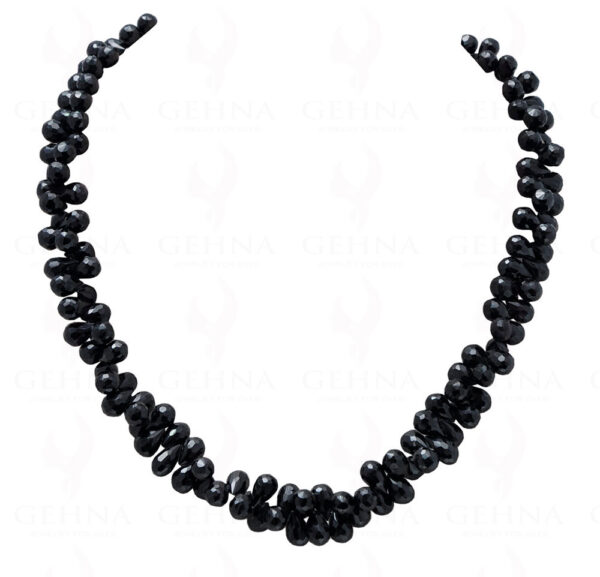 Black Spinel Gemstone Drop Shaped Faceted Bead Necklace NS-1193