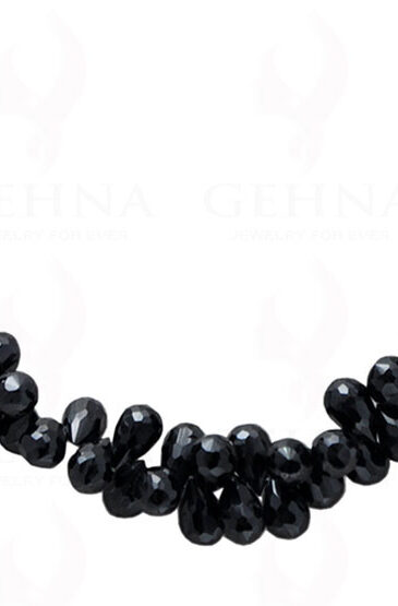 Black Spinel Gemstone Drop Shaped Faceted Bead Necklace NS-1193
