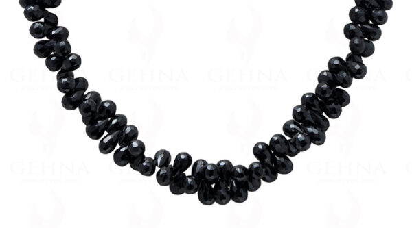 Black Spinel Gemstone Drop Shaped Faceted Bead Necklace NS-1193