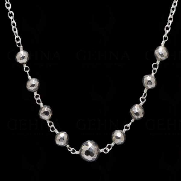 Natural Silver Pyrite Gemstone Faceted Bead Chain CS-1193