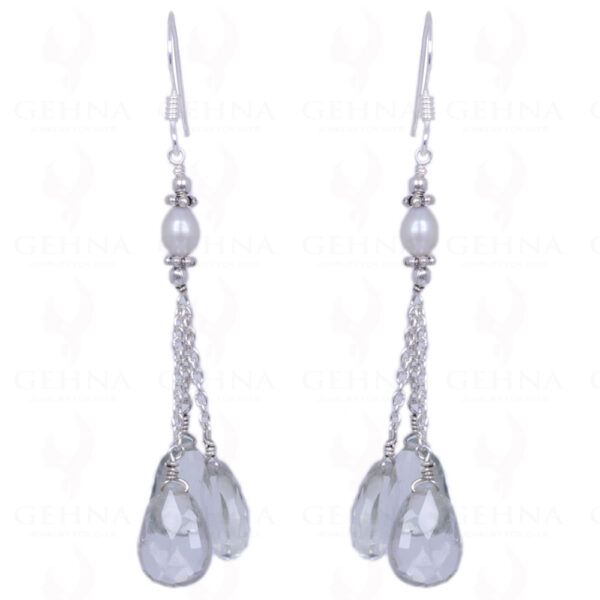 Pearl & Green Amethyst Gemstone Earrings Made In .925 Solid Silver ES-1195