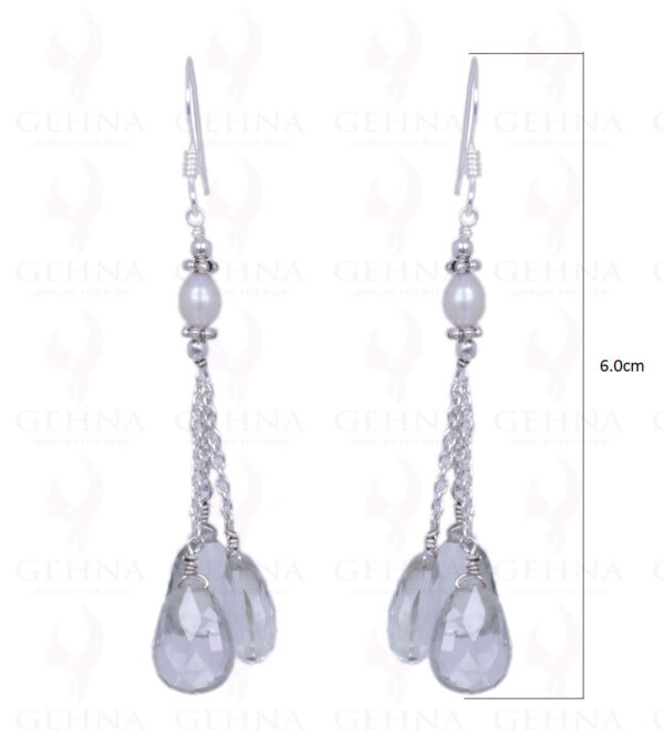 Pearl & Green Amethyst Gemstone Earrings Made In .925 Solid Silver ES-1195