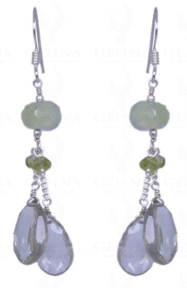 Green Amethyst & Peridot Gemstone Earrings Made In .925 Solid Silver ES-1197