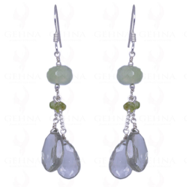 Green Amethyst & Peridot Gemstone Earrings Made In .925 Solid Silver ES-1197