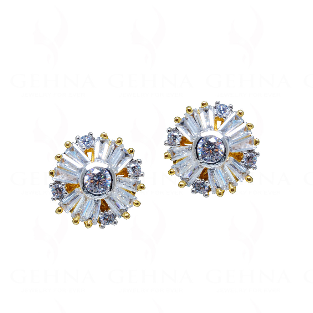White Topaz Studded Round Shape Festive Earrings FE-1197