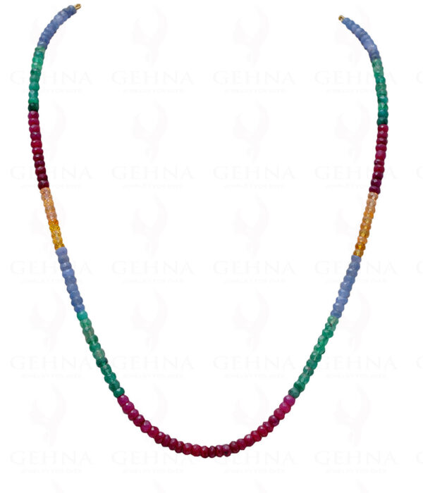 Ruby, Sapphire & Emerald Gemstone Faceted Bead Strand NP-1197