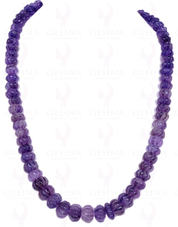 Amethyst Gemstone Melon Shaped Bead Necklace NS-1197