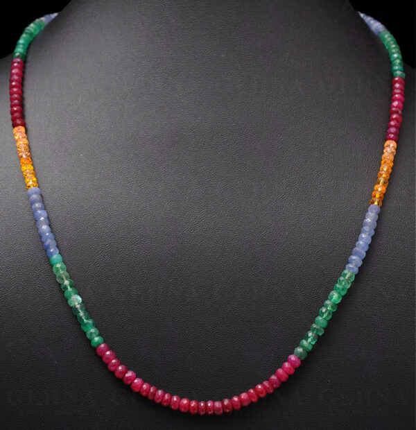 Ruby, Sapphire & Emerald Gemstone Faceted Bead Strand NP-1197