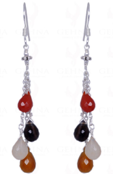 Carnelian, Rose Quartz, Smoky Topaz Gemstone Earrings In .925 Silver ES-1198