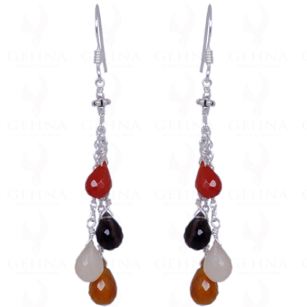 Carnelian, Rose Quartz, Smoky Topaz Gemstone Earrings In .925 Silver ES-1198