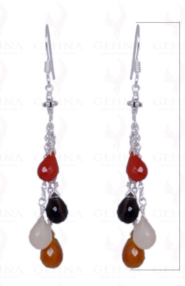 Carnelian, Rose Quartz, Smoky Topaz Gemstone Earrings In .925 Silver ES-1198