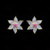 Ruby & White Topaz Studded Flower Shape Earrings FE-1198