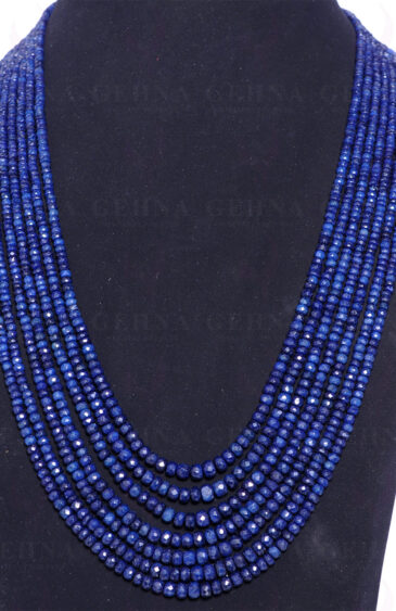 7 Rows Of Blue Sapphire Gemstone Faceted Bead Necklace NP-1198