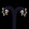 Ruby & White Topaz Studded Flower Shape Earrings FE-1198
