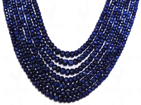 7 Rows Of Blue Sapphire Gemstone Faceted Bead Necklace NP-1198