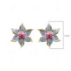 Ruby & White Topaz Studded Flower Shape Earrings FE-1198