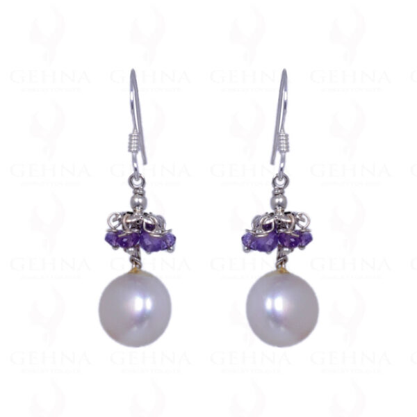 Pearl & Amethyst Gemstone Earrings Made In .925 Sterling Silver ES-1199