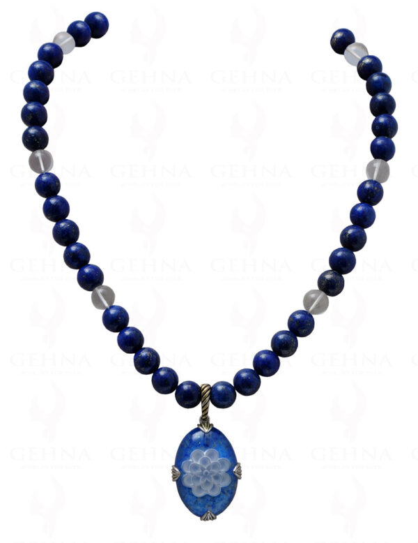 Lapis Lazuli Rock Crystal Bead With Lapis Rock Crystal Studded Pendant NS-1199