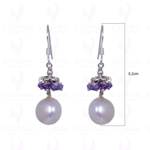 Pearl & Amethyst Gemstone Earrings Made In .925 Sterling Silver ES-1199