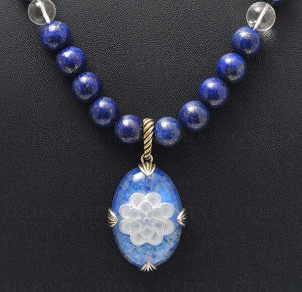 Lapis Lazuli Rock Crystal Bead With Lapis Rock Crystal Studded Pendant NS-1199