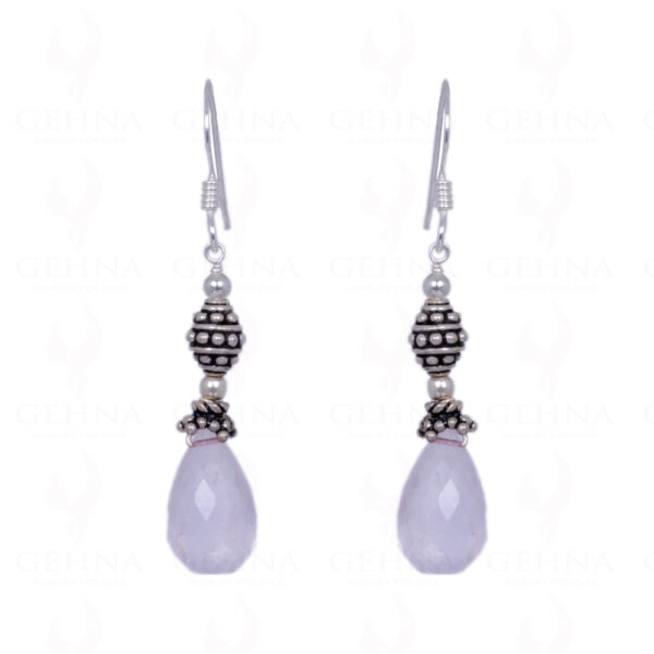 Rose Quartz Gemstone Drops Earrings With .925 Sterling Silver Elements ES-1200