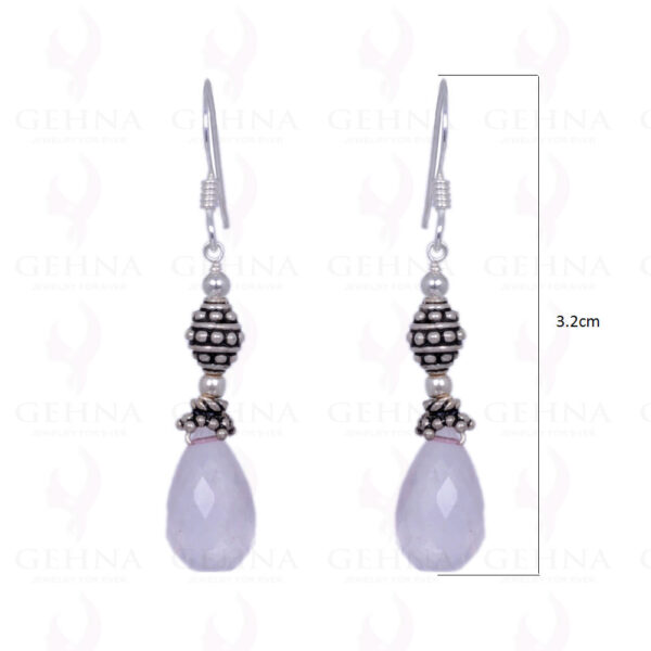 Rose Quartz Gemstone Drops Earrings With .925 Sterling Silver Elements ES-1200