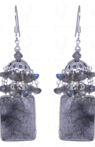 Labradorite & Rutile Quartz Gemstone Earrings In .925 Sterling Silver ES-1201