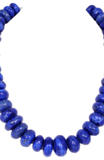 Lapis Lazuli Gemstone Round Far Size Cabochon Bead Necklace NS-1201