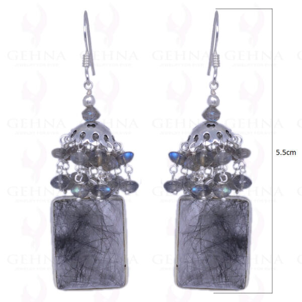 Labradorite & Rutile Quartz Gemstone Earrings In .925 Sterling Silver ES-1201