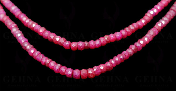 2 Rows Of Ruby & Blue Sapphire Gemstone Faceted Bead Necklace NP-1201