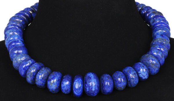 Lapis Lazuli Gemstone Round Far Size Cabochon Bead Necklace NS-1201