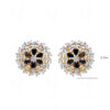Topaz & Black Spinel Studded Flower Shape Earrings FE-1201