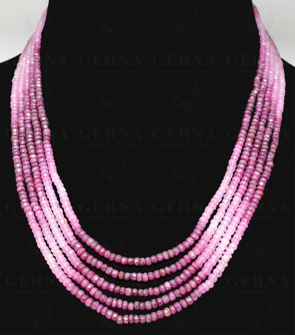 5 Rows African Ruby Gemstone Faceted Shaded Bead Necklace NP-1202