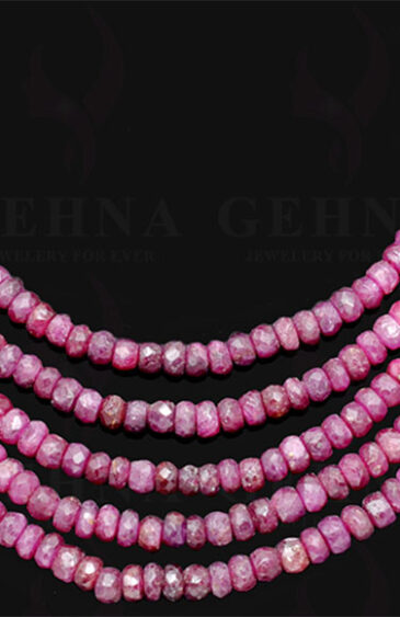 5 Rows African Ruby Gemstone Faceted Shaded Bead Necklace NP-1202