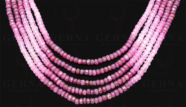 5 Rows African Ruby Gemstone Faceted Shaded Bead Necklace NP-1202