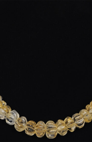 Citrine Gemstone Melon Shaped Bead Silver Necklace NS-1202