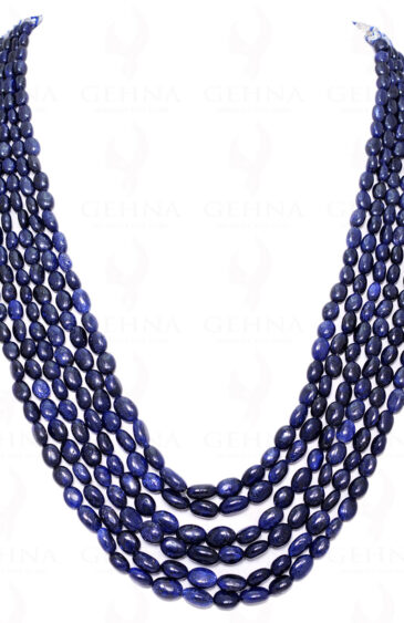 6 Rows Of Blue Sapphire Oval Gemstone Bead Necklace NP-1203