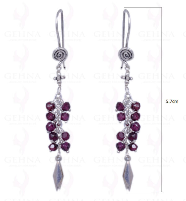 Red Garnet Gemstone Faceted Bead Earrings Made In .925 Sterling Silver ES-1203