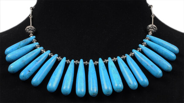 Turquoise Gemstone Bead Necklace With .925 Solid Silver Elements NS-1203