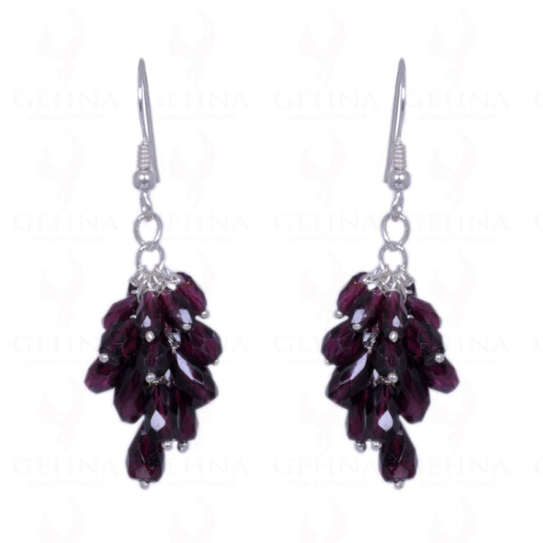 Red Garnet Gemstone Faceted Drops Earrings Made In .925 Solid Silver ES-1204