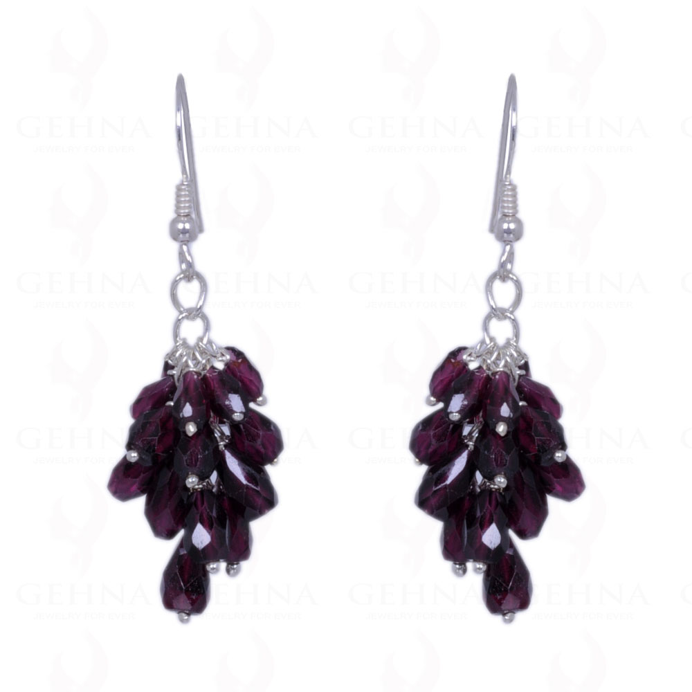 Red Garnet Gemstone Faceted Drops Earrings Made In .925 Solid Silver ES-1204