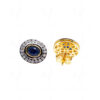 Blue Topaz & Garnet Studded Oval Shape Earrings FE-1207