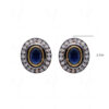 Blue Topaz & Garnet Studded Oval Shape Earrings FE-1207