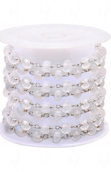 Stylish Moonstone Stone Faceted Bead Chain In.925 Sterling Silver CS-1208