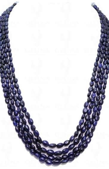 4 Rows Of Blue Sapphire Oval Gemstone Bead Necklace NP-1208