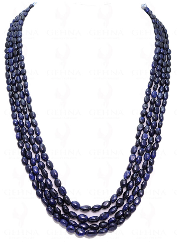 4 Rows Of Blue Sapphire Oval Gemstone Bead Necklace NP-1208